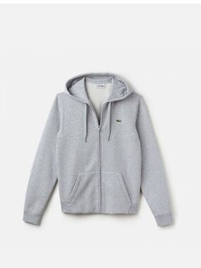 Lacoste Heather Gray Full-Zip Hooded Sweatshirt